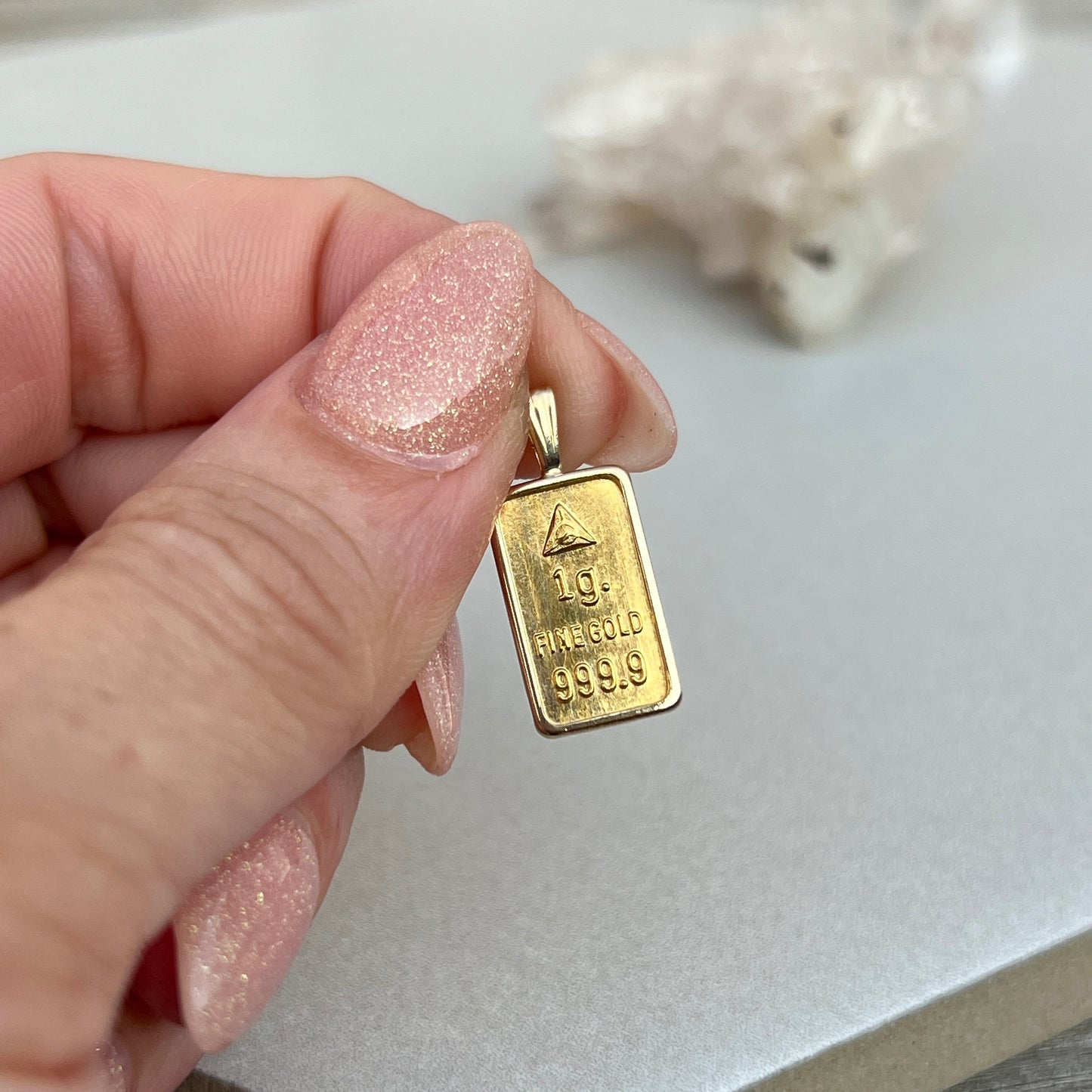 Vintage 24k Fine Gold Rectangular Ingot Charm