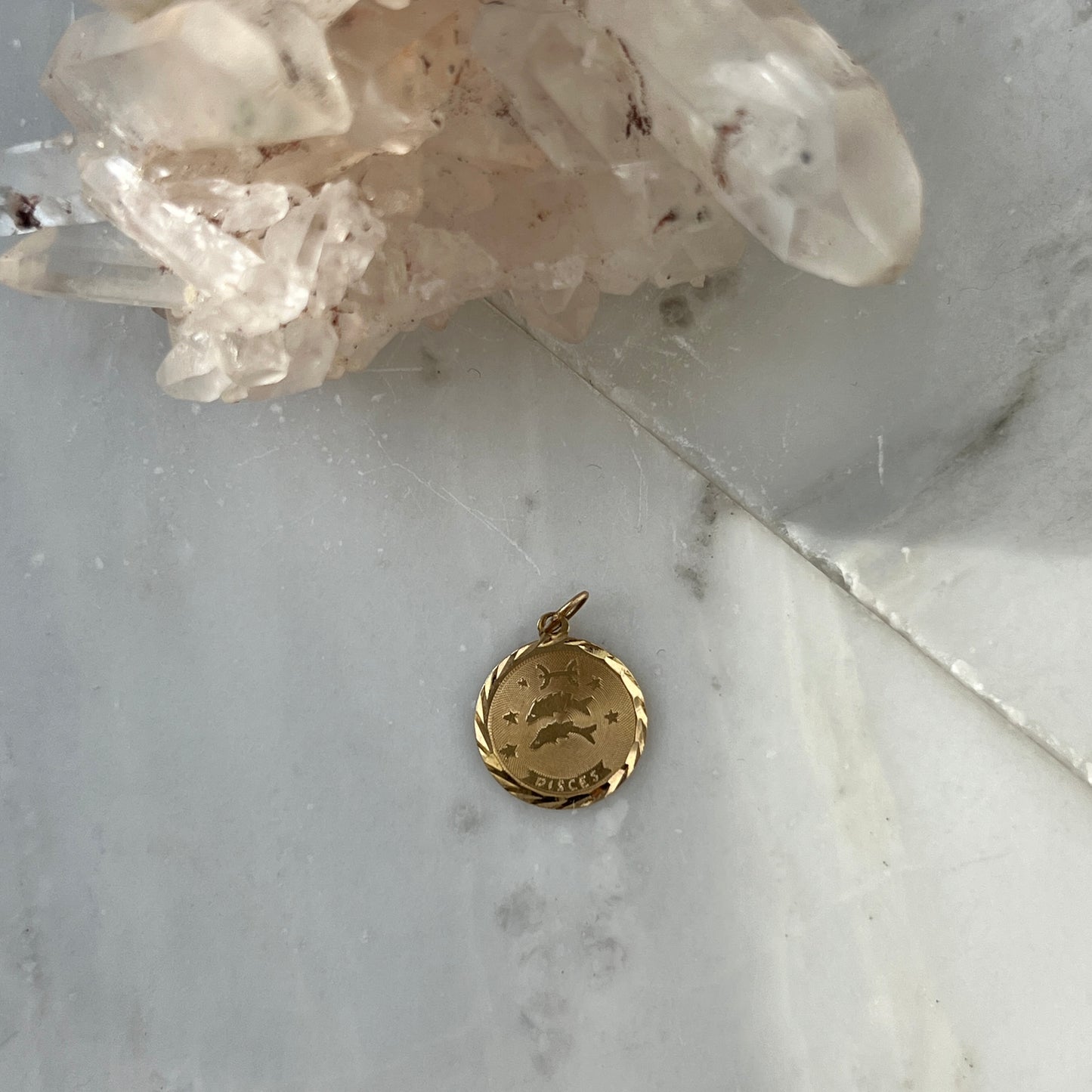 Vintage 14k Gold Small Pisces Zodiac Charm