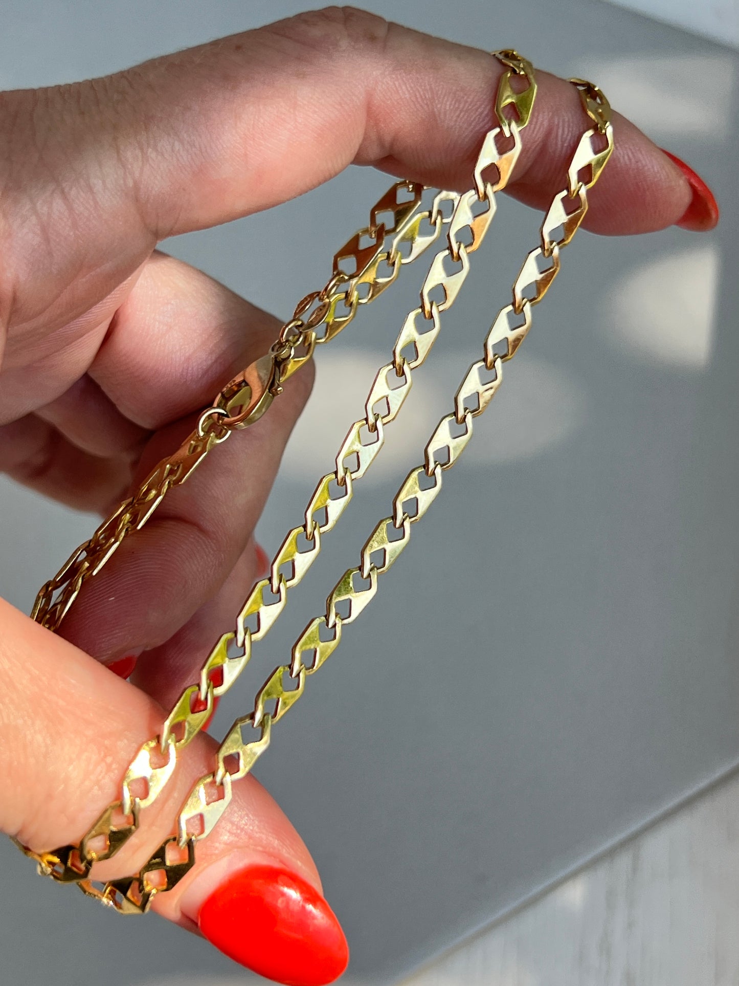Vintage 14k Gold 18” ‘Razor’ Anchor Link Chain Necklace