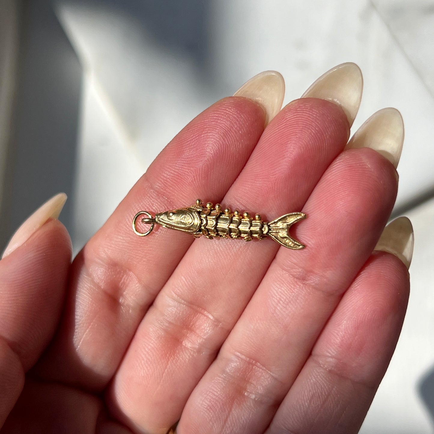 Vintage 14k Gold Articulated Fish Charm