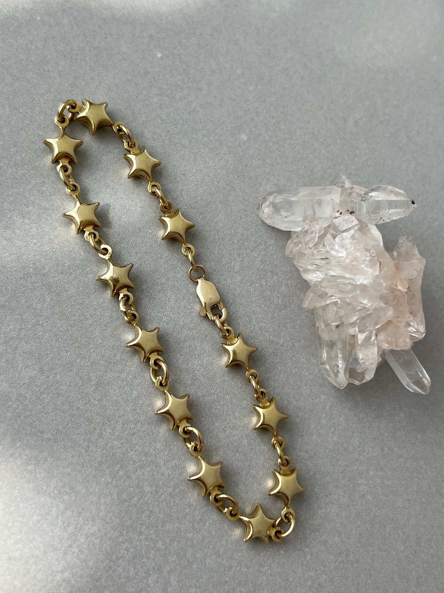 Vintage 14k Puffy Stars Link Bracelet