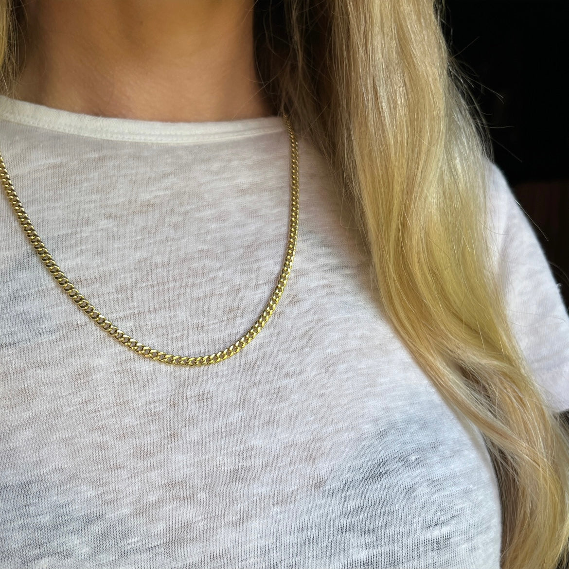 Vintage 14k Gold 22” Cuban Curb Link Chain