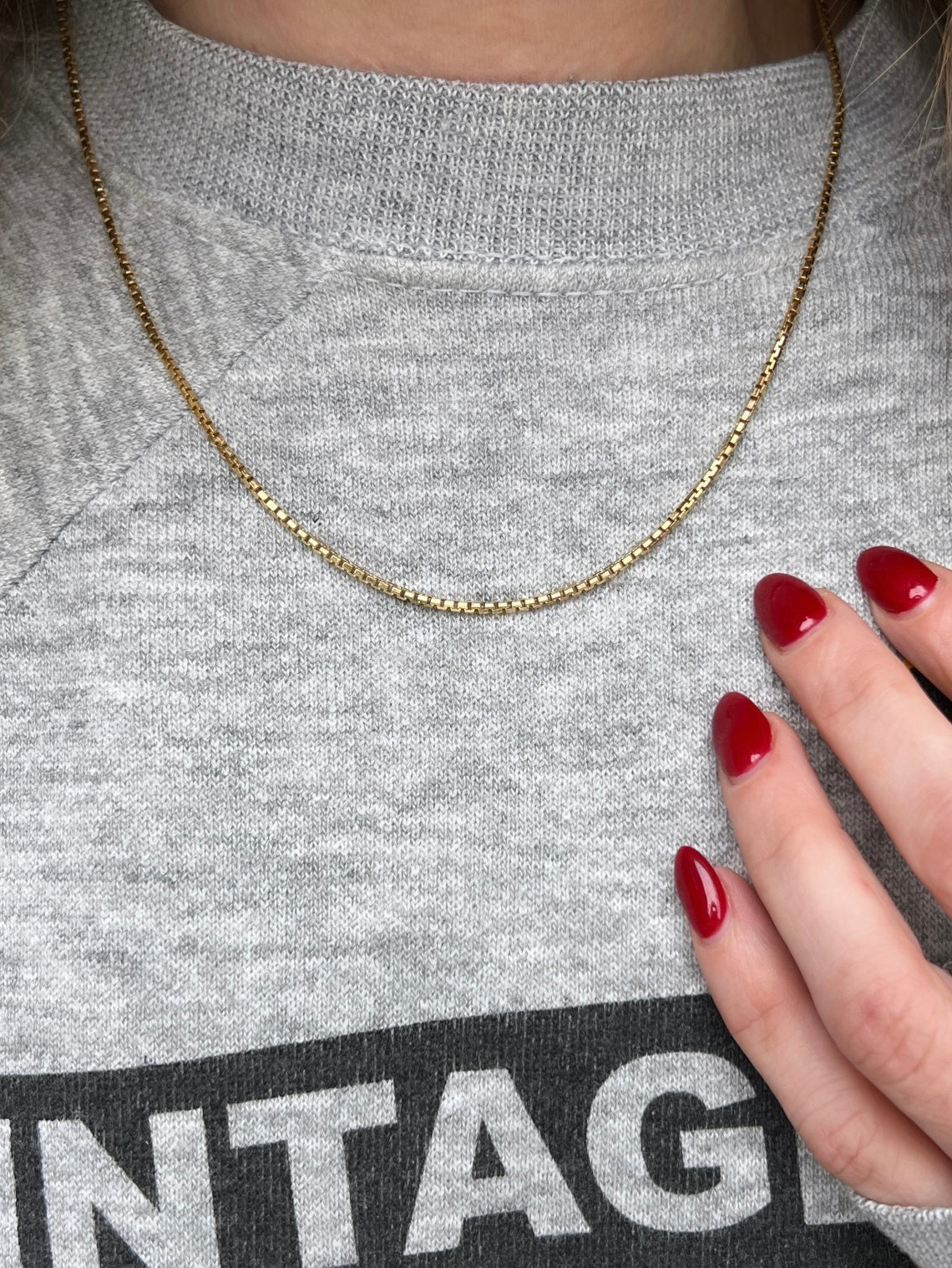 Vintage 14k Gold 17.75” Rounded Box Link Chain