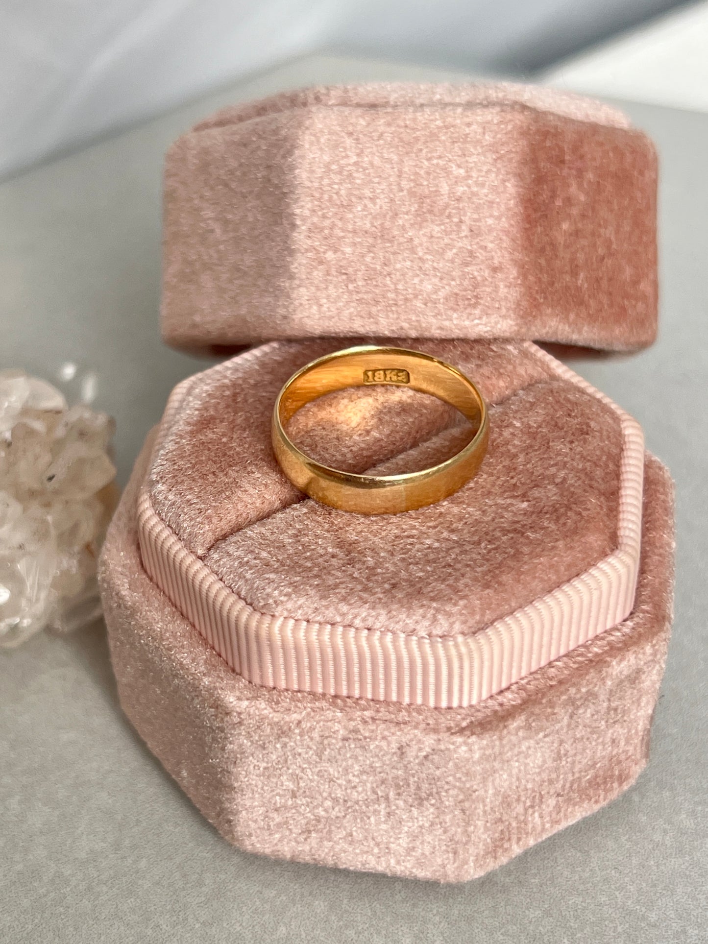 Antique 18k Gold JR Wood & Sons Wide Cigar Band Ring