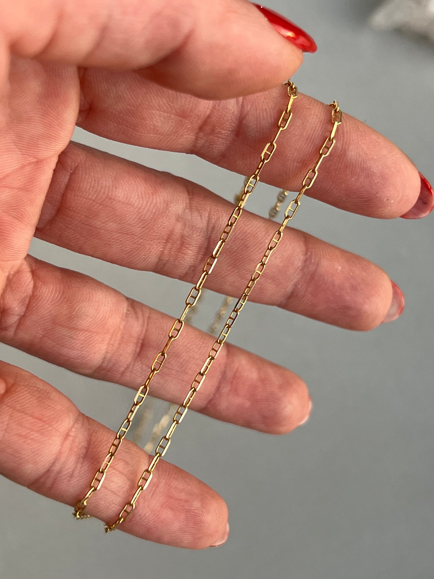 Vintage 14k Gold 26” Baby Anchor Link Chain Necklace