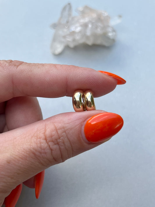 Vintage 14k Gold XS Wide Huggie Hoop Earrings