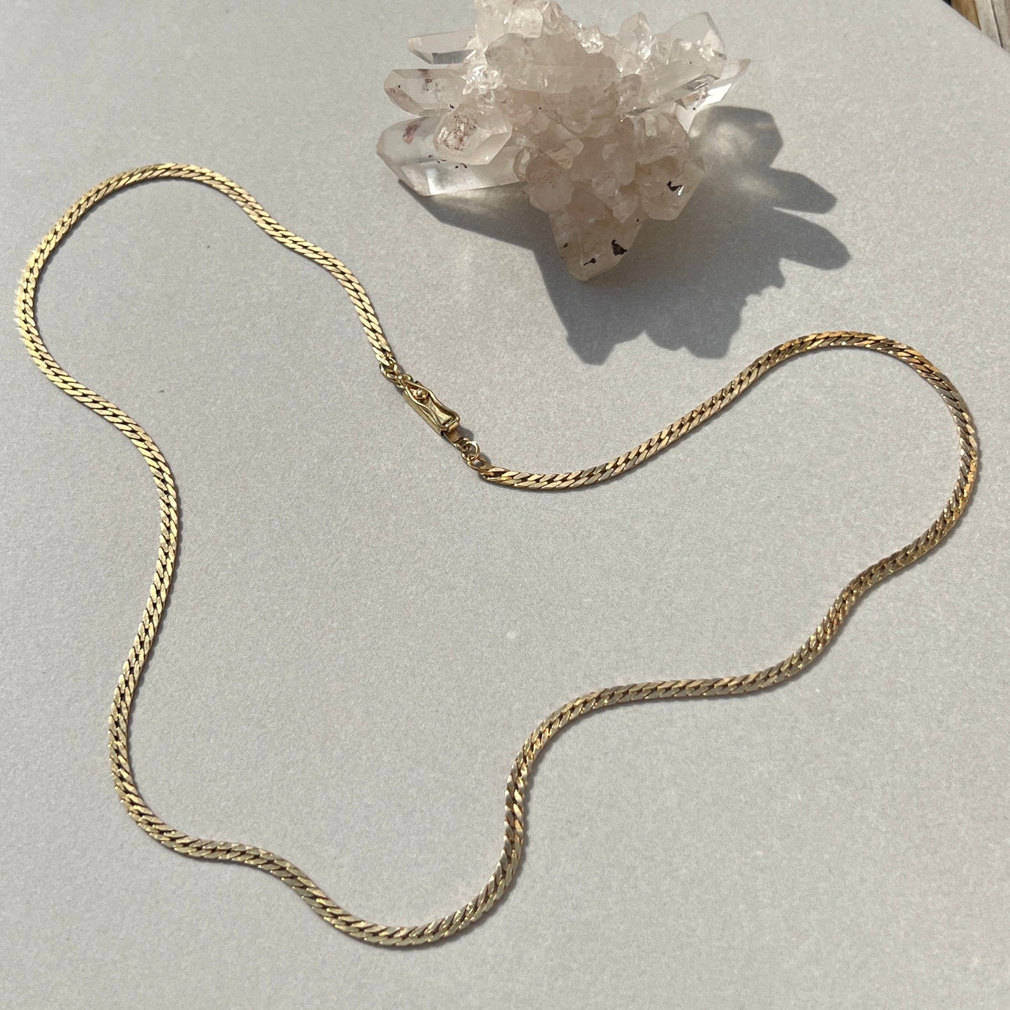 Vintage 14k Gold 20” Flat Curb/Herringbone Chain Necklace