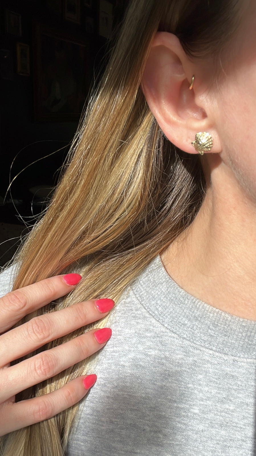 Vintage 14k Gold Clamshell Earrings