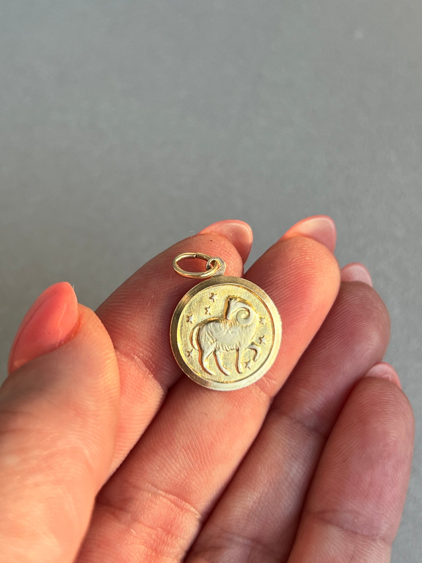 Vintage 14k Gold Aries Zodiac Medallion Charm