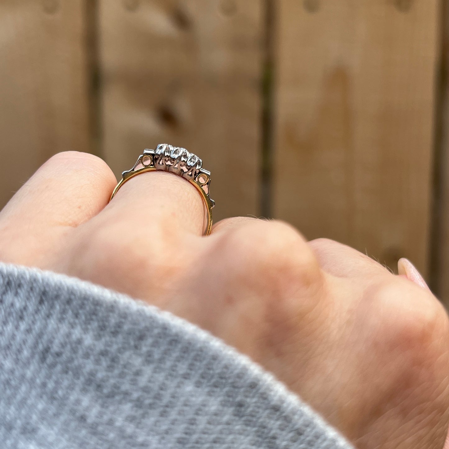 Vintage 14k Gold Diamond Trilogy Ring