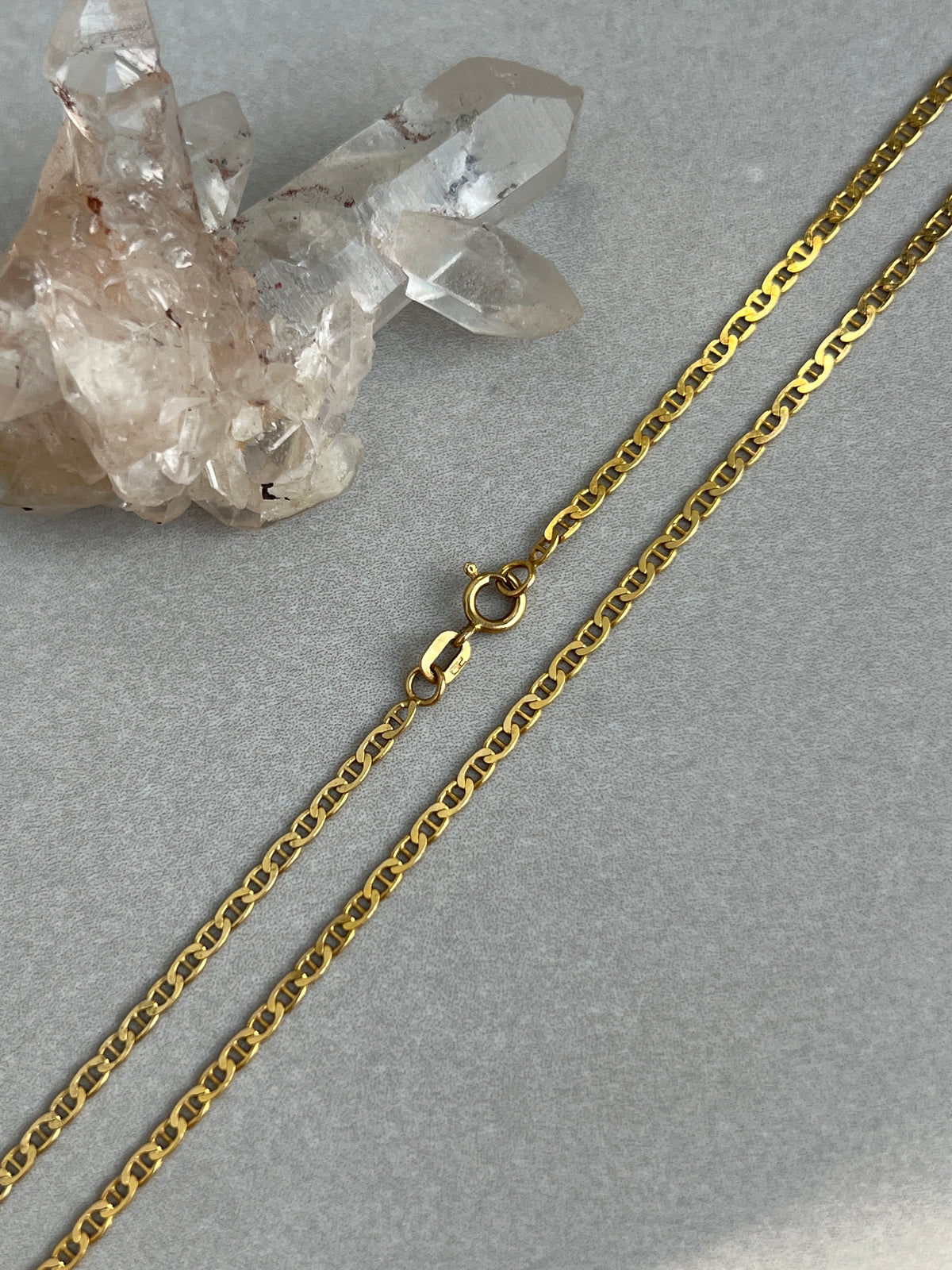 Vintage 14k Gold 24” Flat Mariner Link Chain