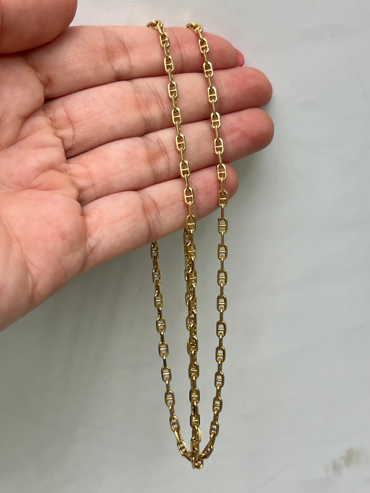 Vintage 14k Gold 21” Solid Anchor Link Chain