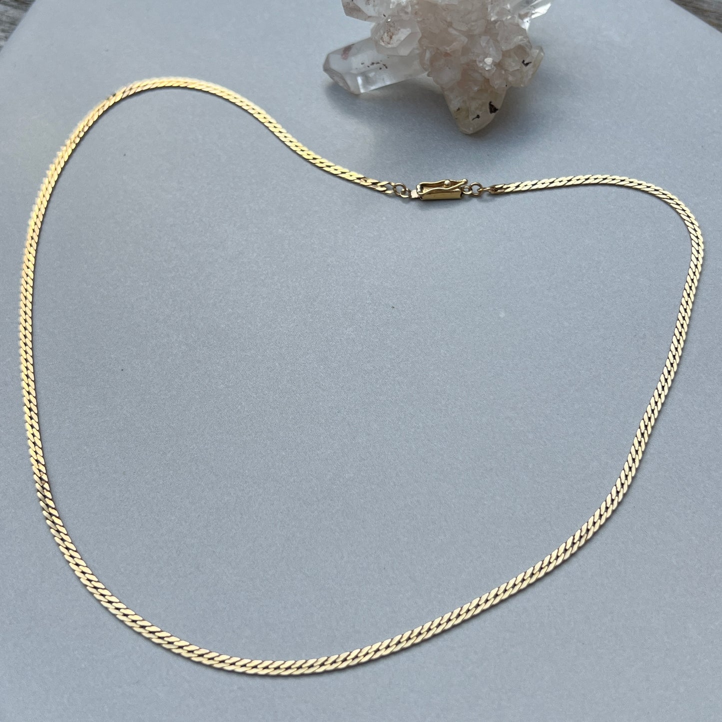 Vintage 14k Gold 20” Flat Curb/Herringbone Chain Necklace