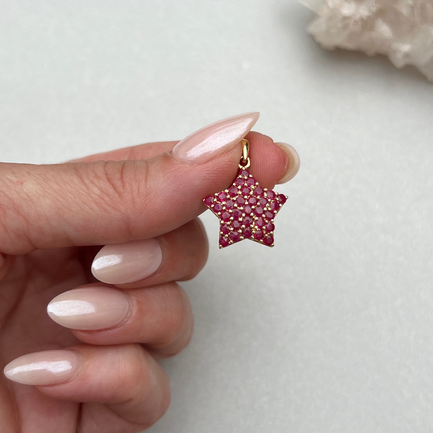 Vintage 14k Gold + Ruby Star Charm