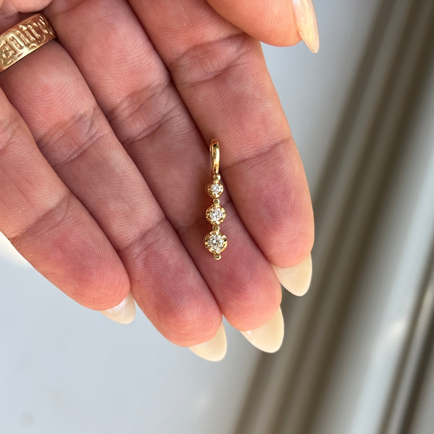 Vintage 14k Gold Diamond Trio Pendant