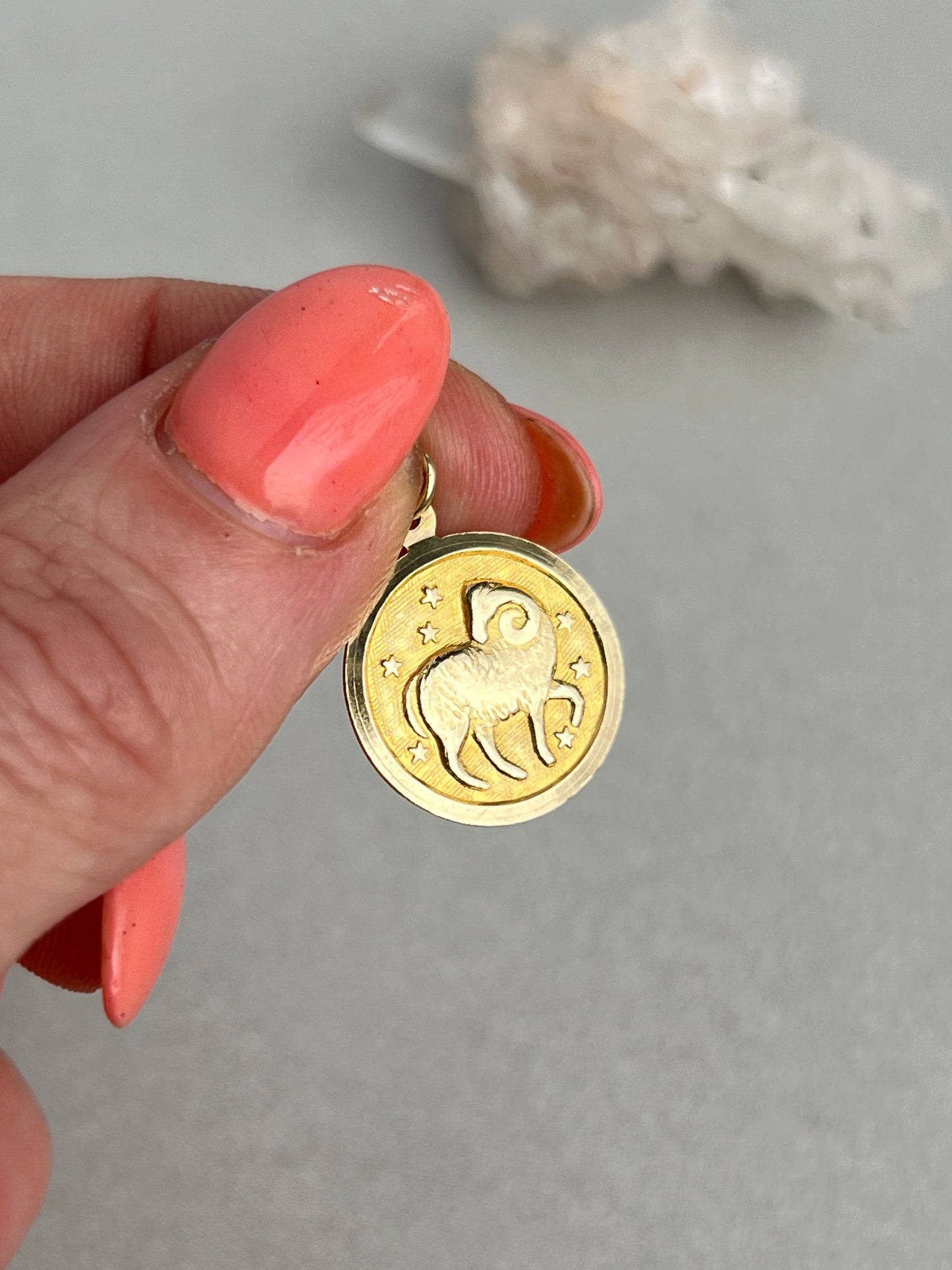 Vintage 14k Gold Aries Zodiac Medallion Charm