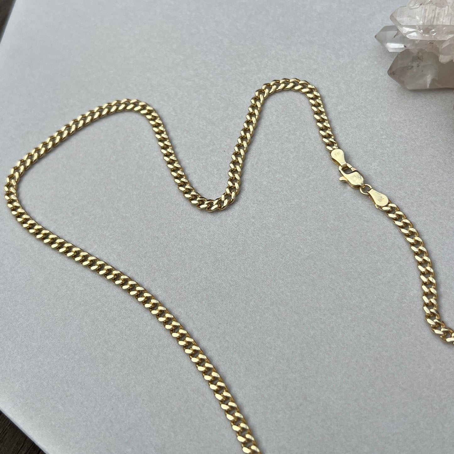 Vintage 14k Gold 22” Cuban Curb Link Chain