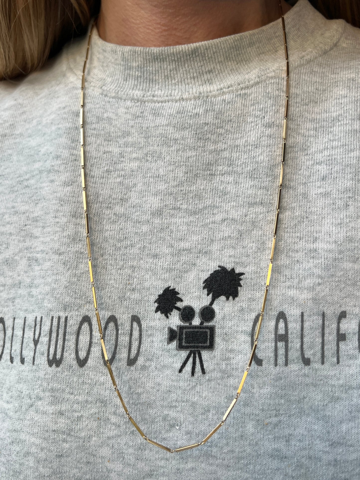 Vintage 14k Gold 28” Bar Link Chain