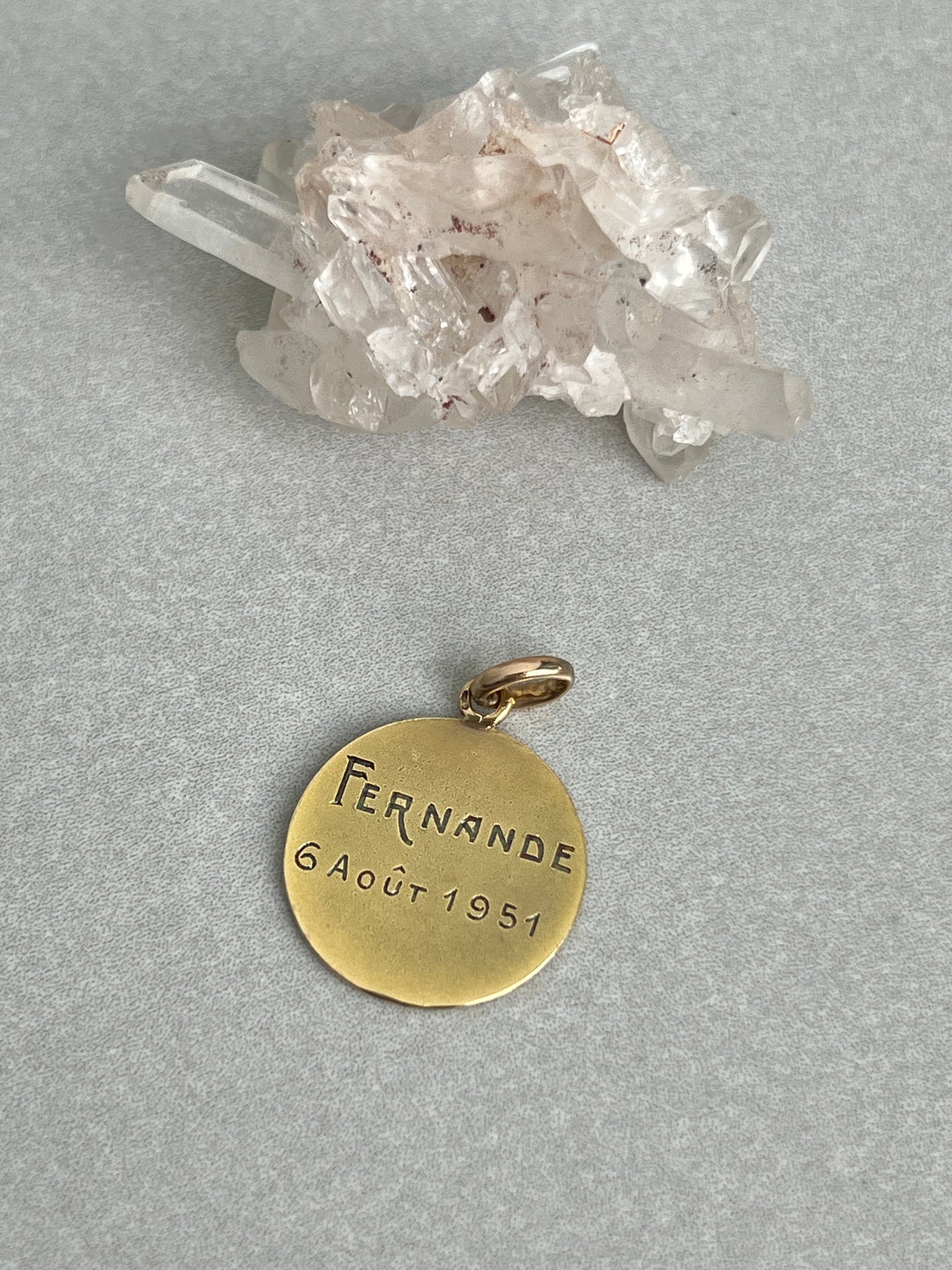 Vintage 18k Gold ‘Ave Maria’ Medallion Charm by Emile Monier