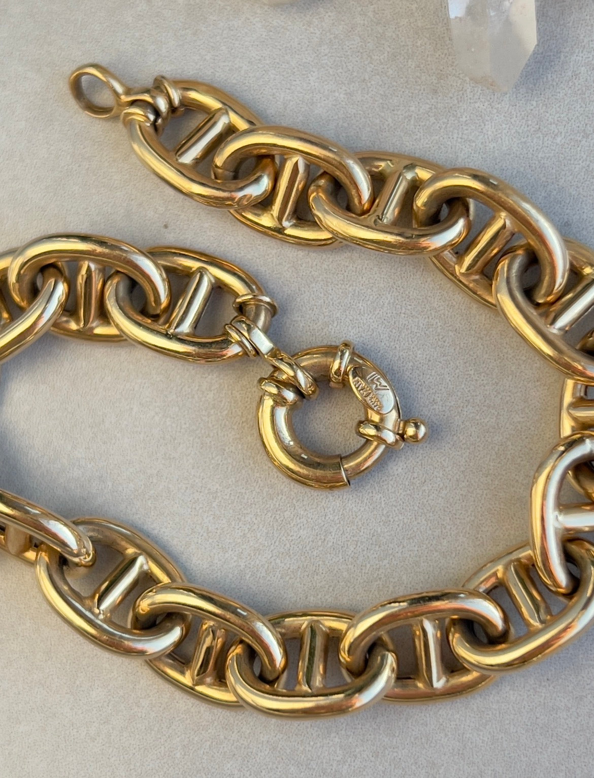 Vintage 14k Gold XL Puffy Anchor Link Bracelet