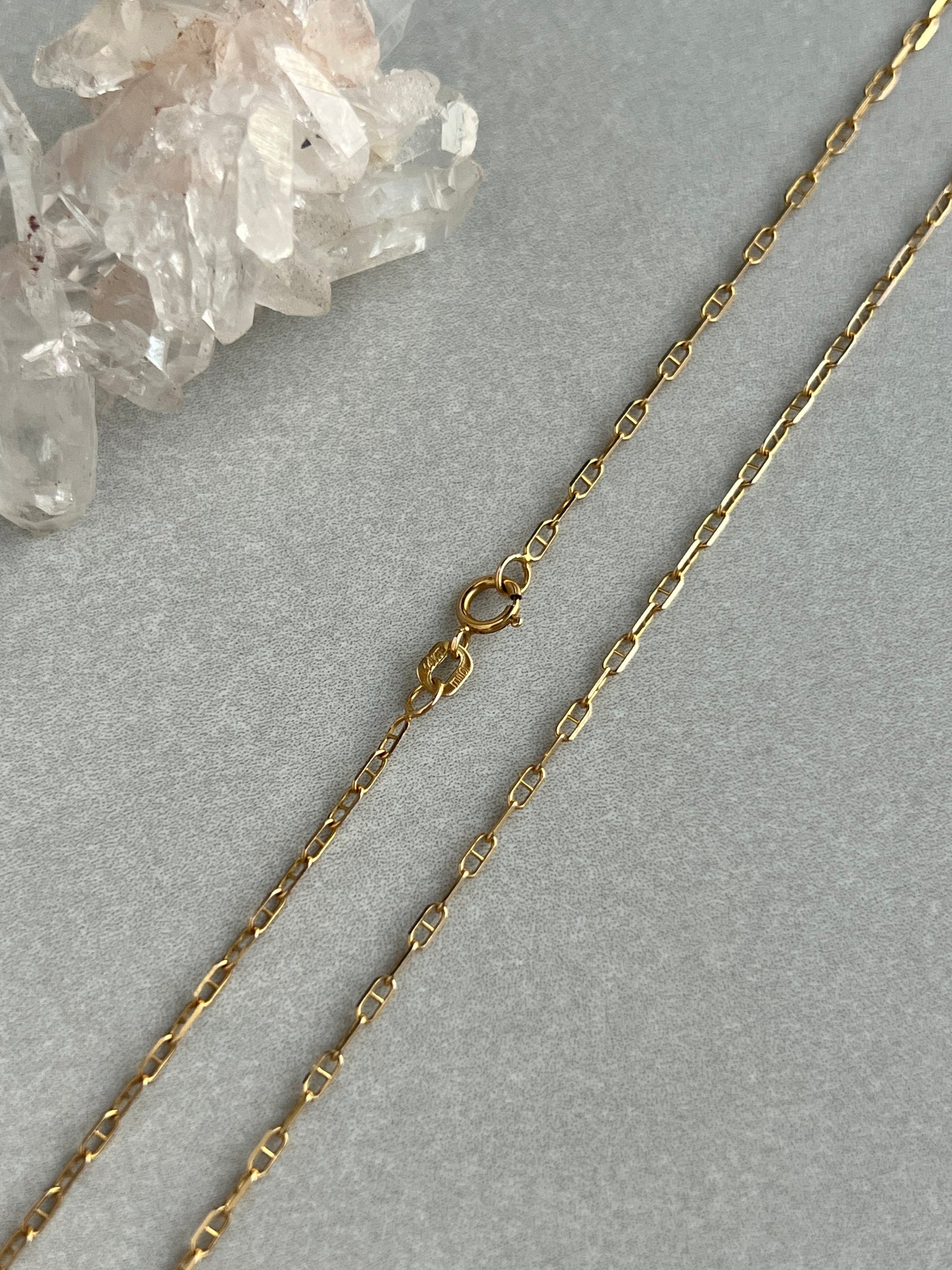Vintage 14k Gold 26” Baby Anchor Link Chain Necklace