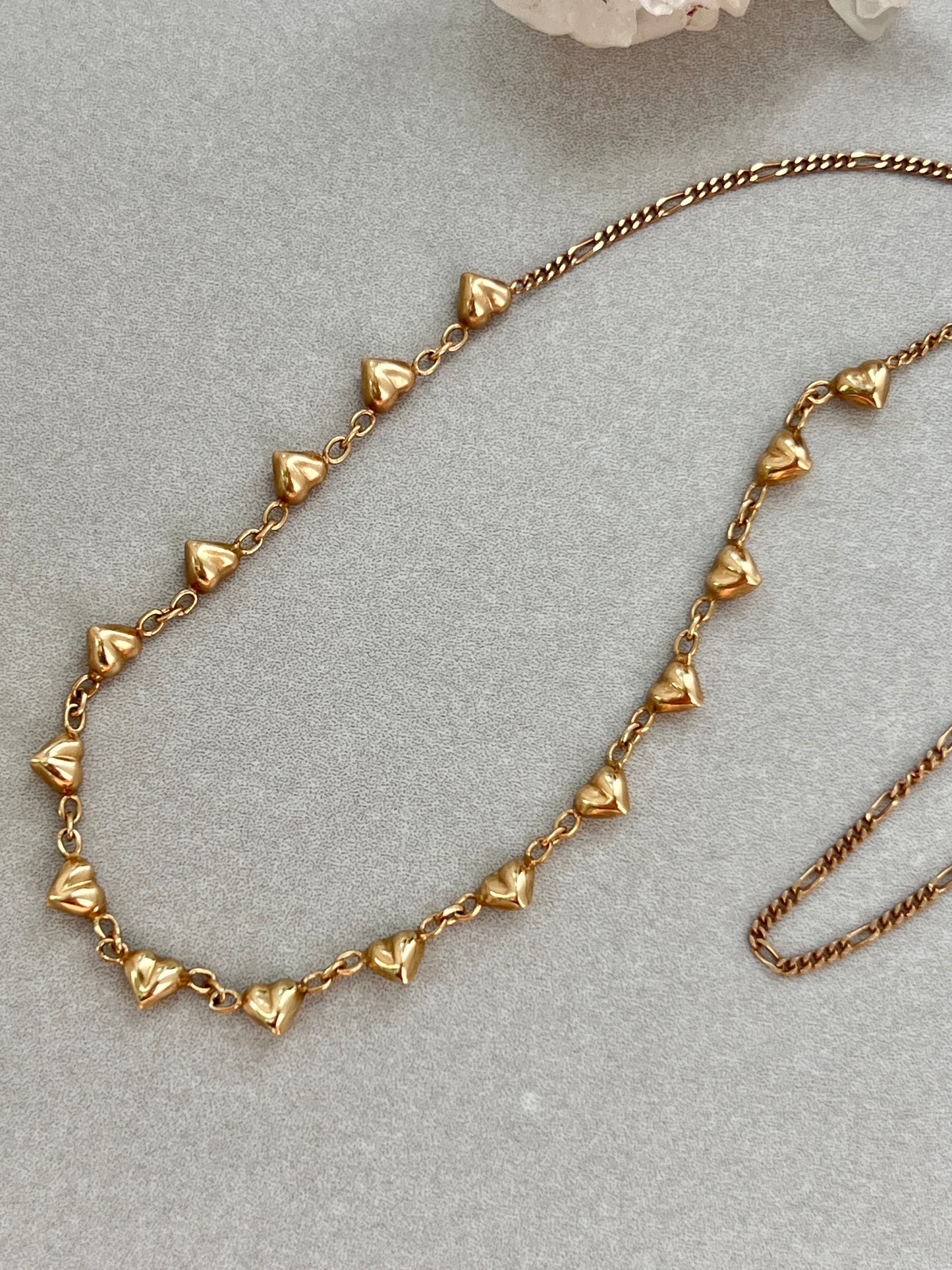 Vintage 14k Gold 16” Heart Fringe Necklace