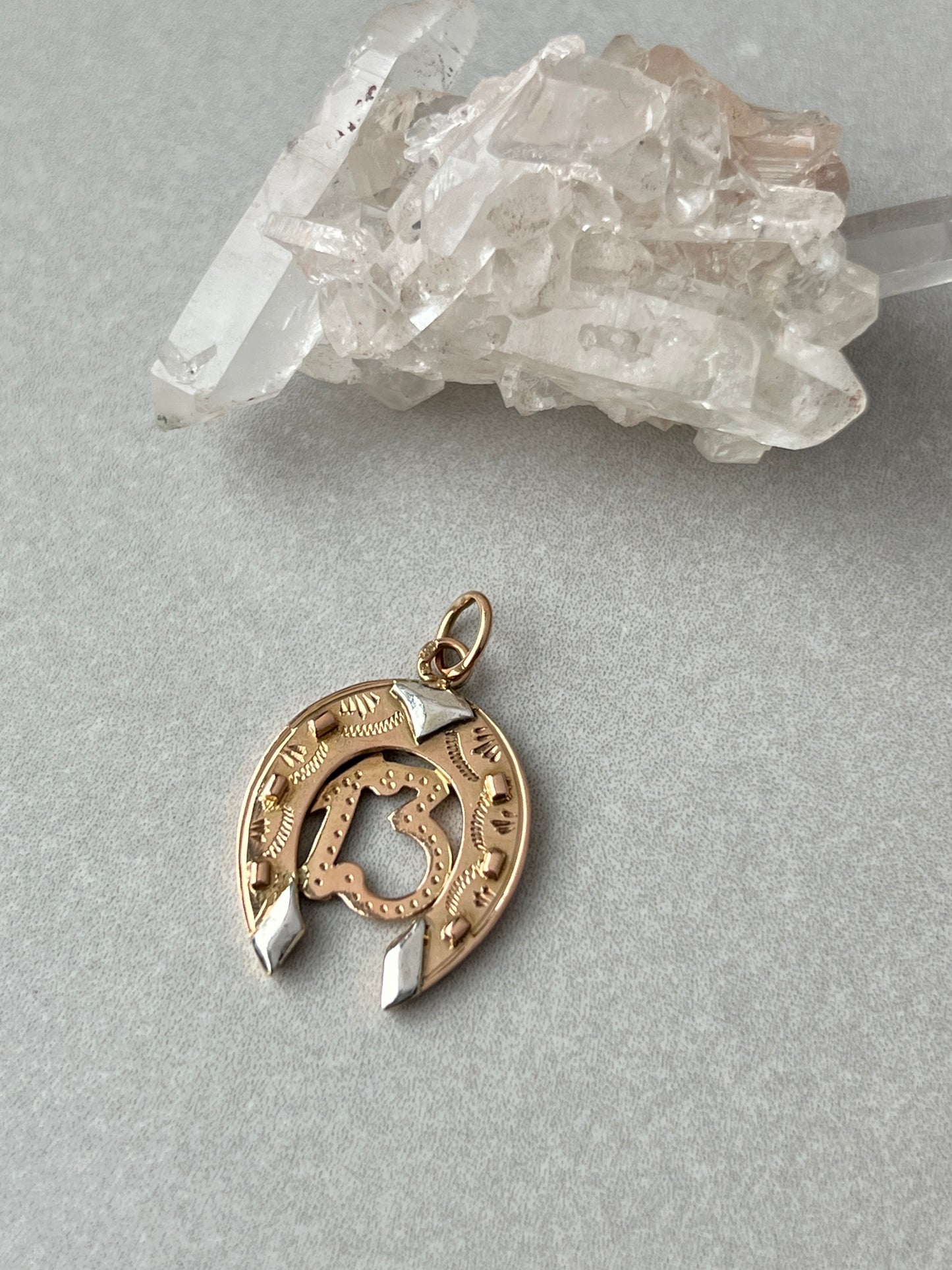 Vintage 14k Two-Tone Gold Lucky Number 13 Horseshoe Pendant