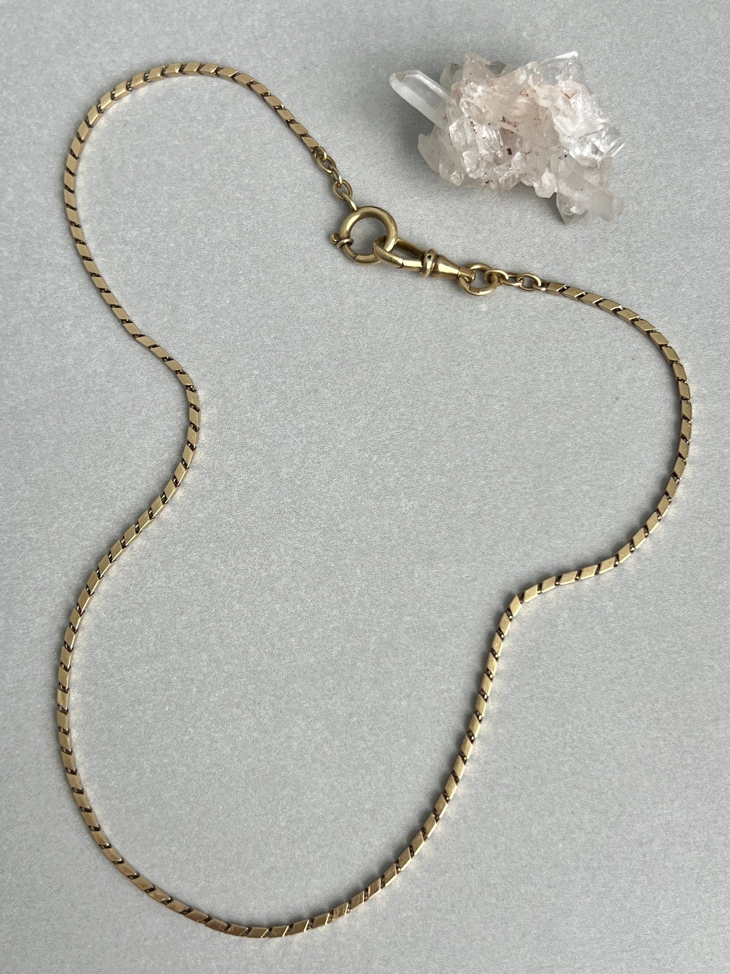 Antique 14k Gold 16” Geometric Link Watch Chain Necklace