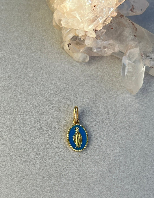Estate 18k Gold and Turquoise Resin Holy Madone Pendant by gigiCLOZEAU