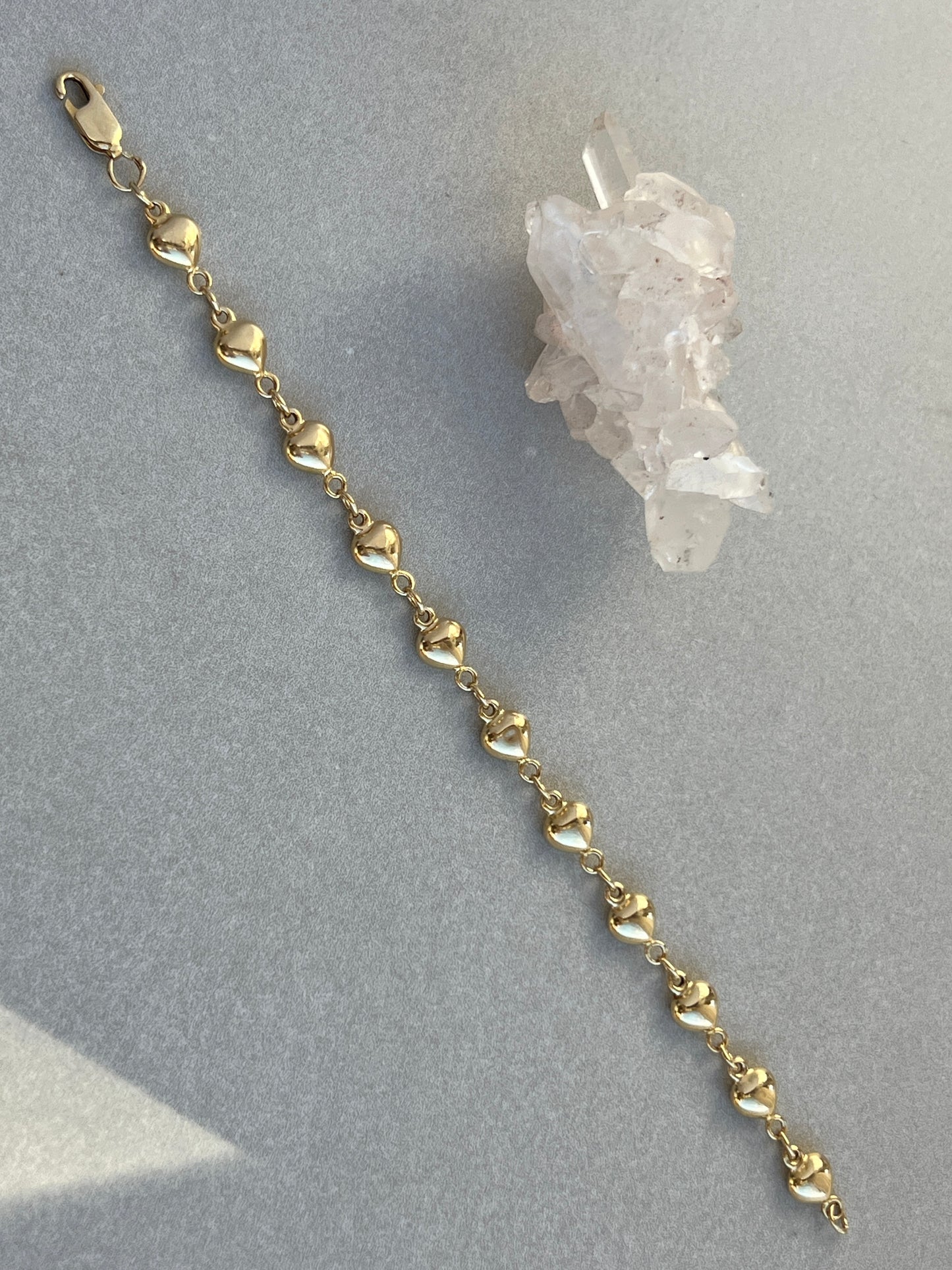 Vintage 14k Puffy Heart Link Bracelet