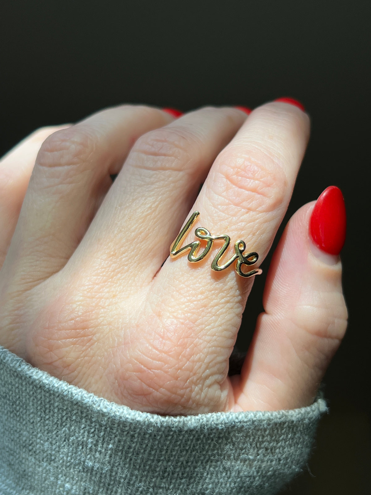 Estate 18k Gold Paloma Picasso + Tiffany & Co. ‘Love’ Script Ring (with Box)
