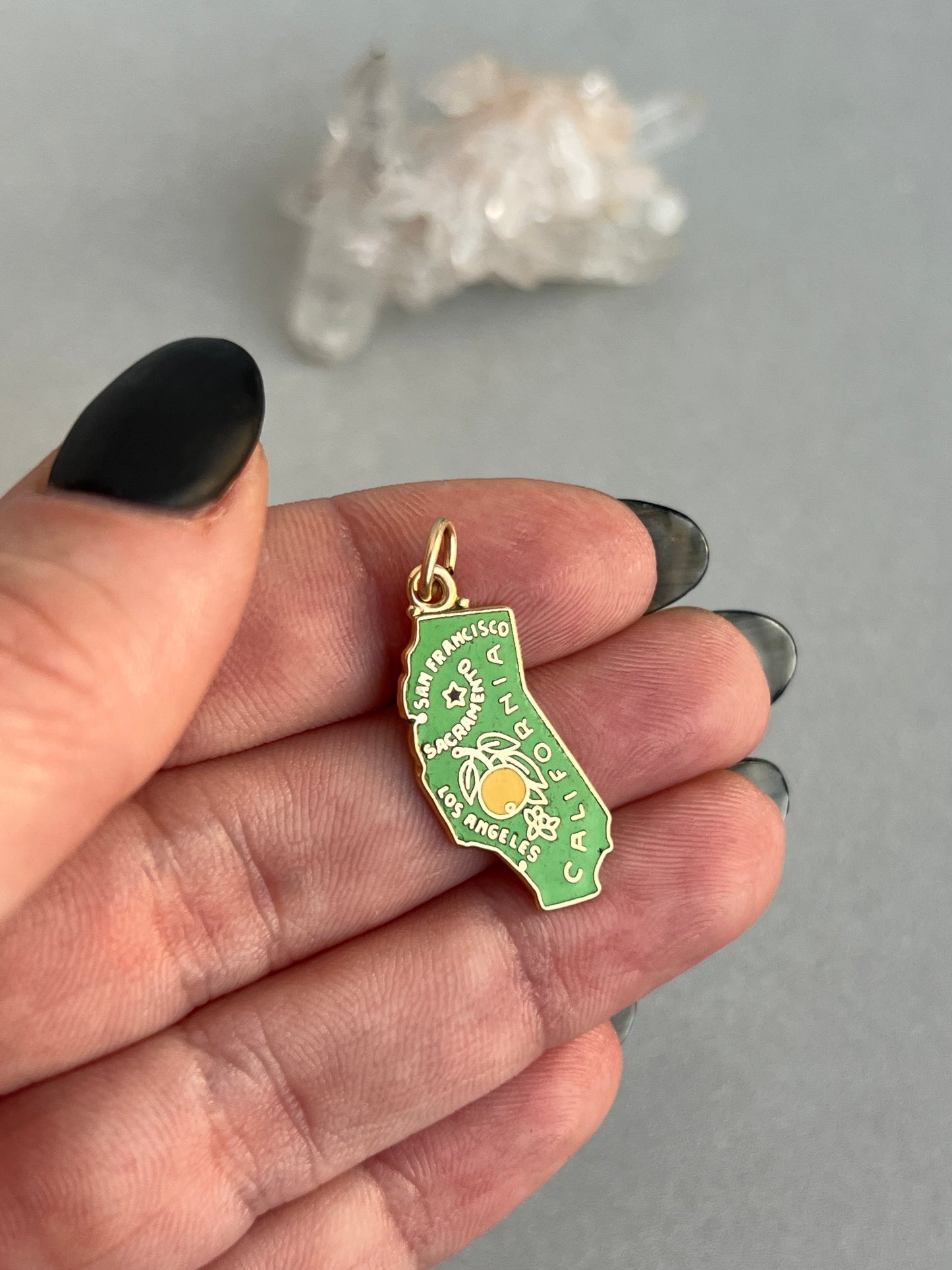Vintage 14k Gold Enamel California State Charm