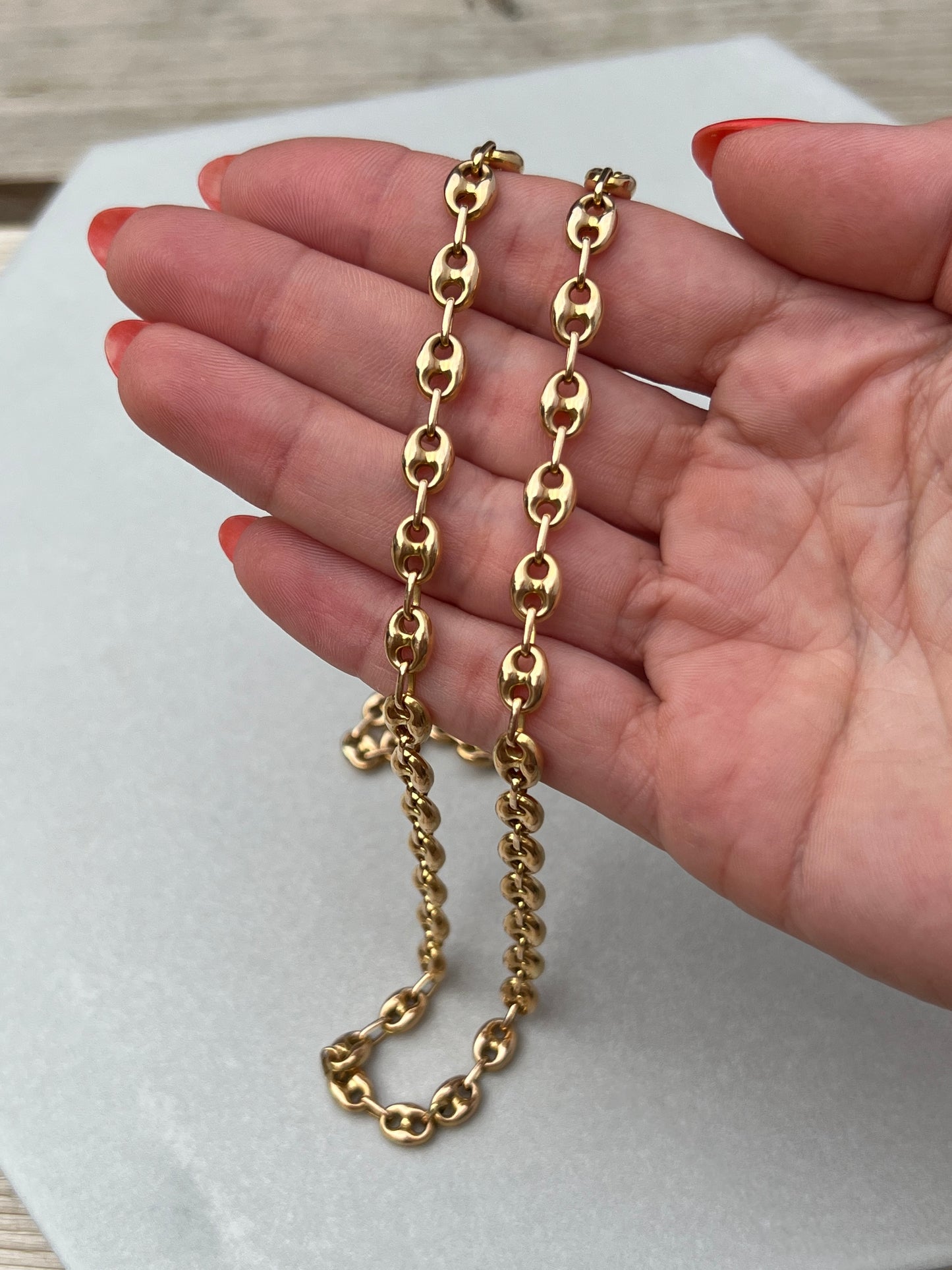 Vintage 14k Gold 24” Puffy Mariner ‘Gucci’ Link Chain