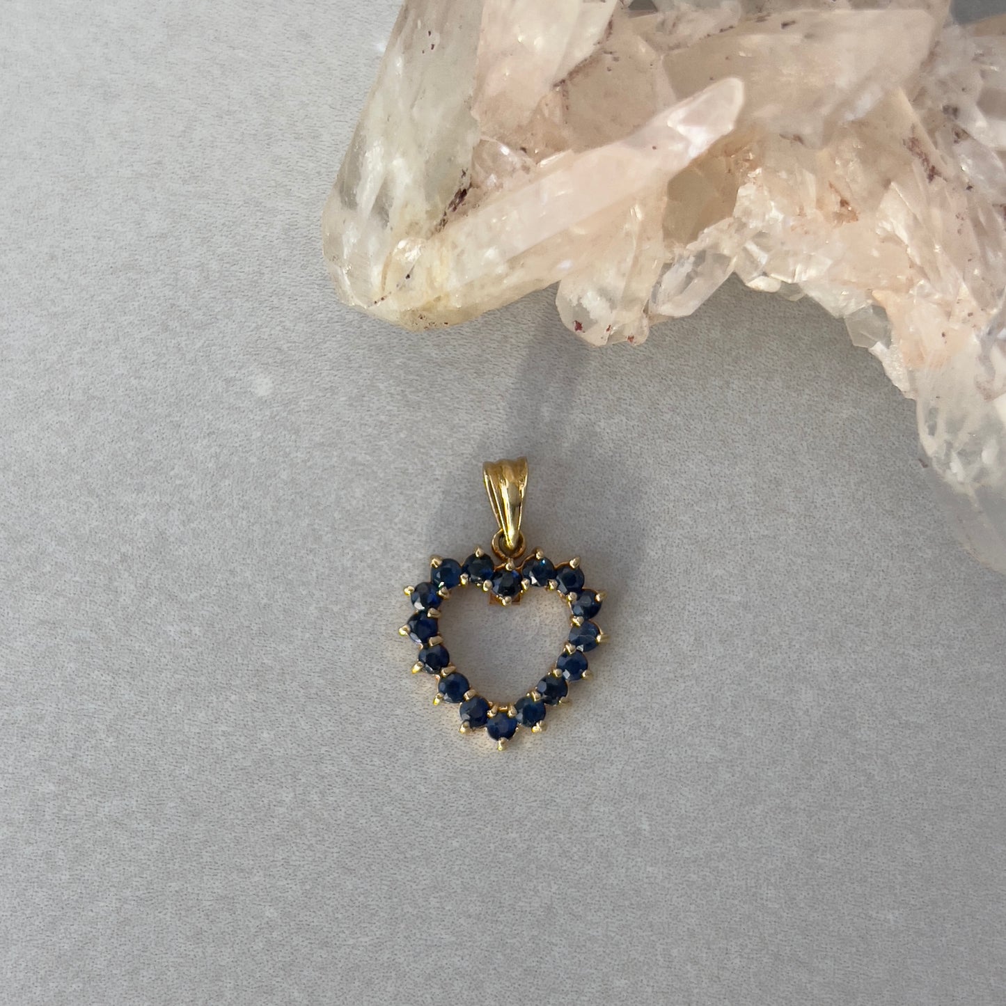 Vintage 14k Gold Sapphire Open Heart Charm