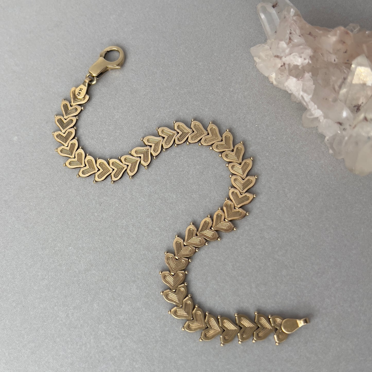 Vintage 14k Gold Liquid Hearts Bracelet