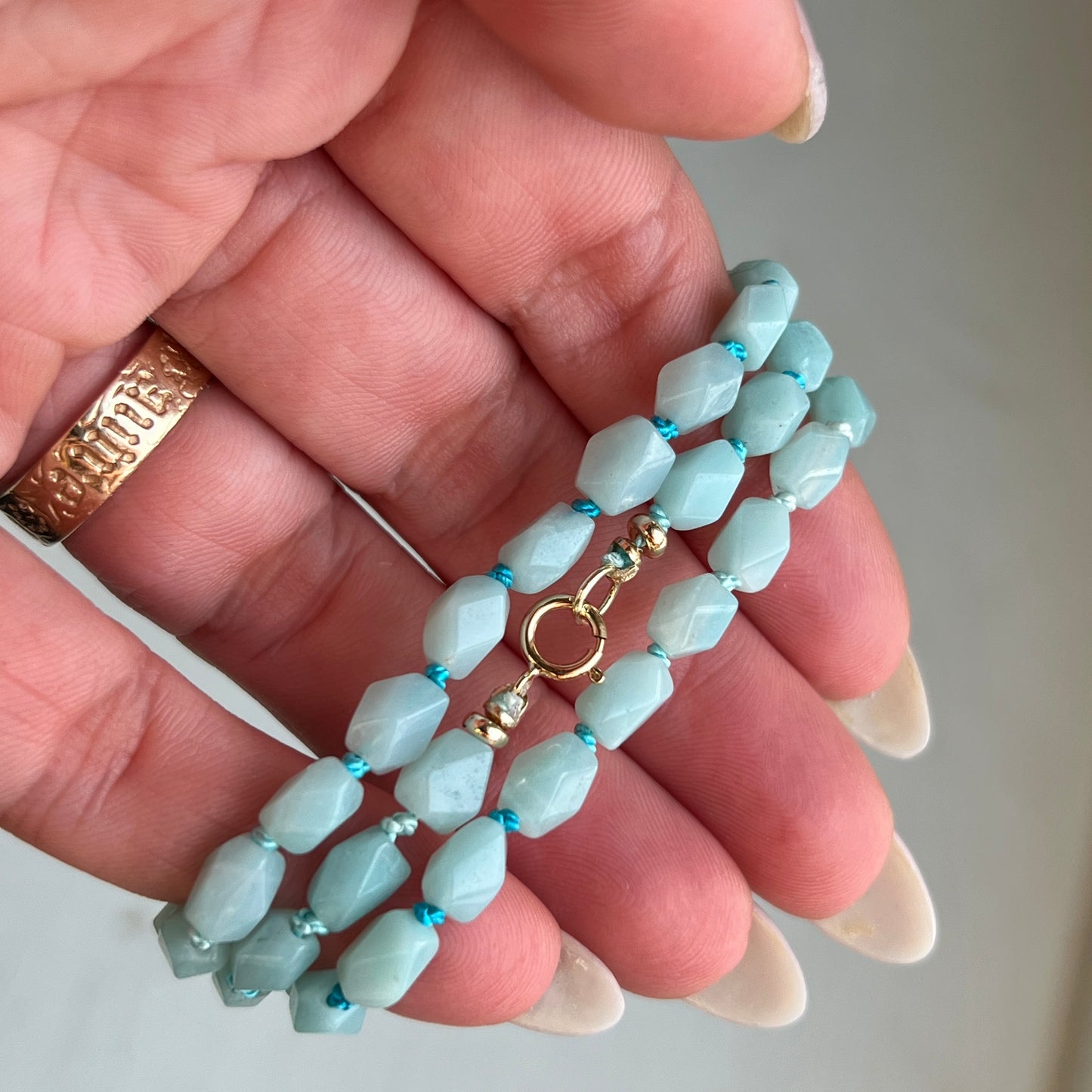 16” Amazonite Silk-Knotted Gemstone Necklace