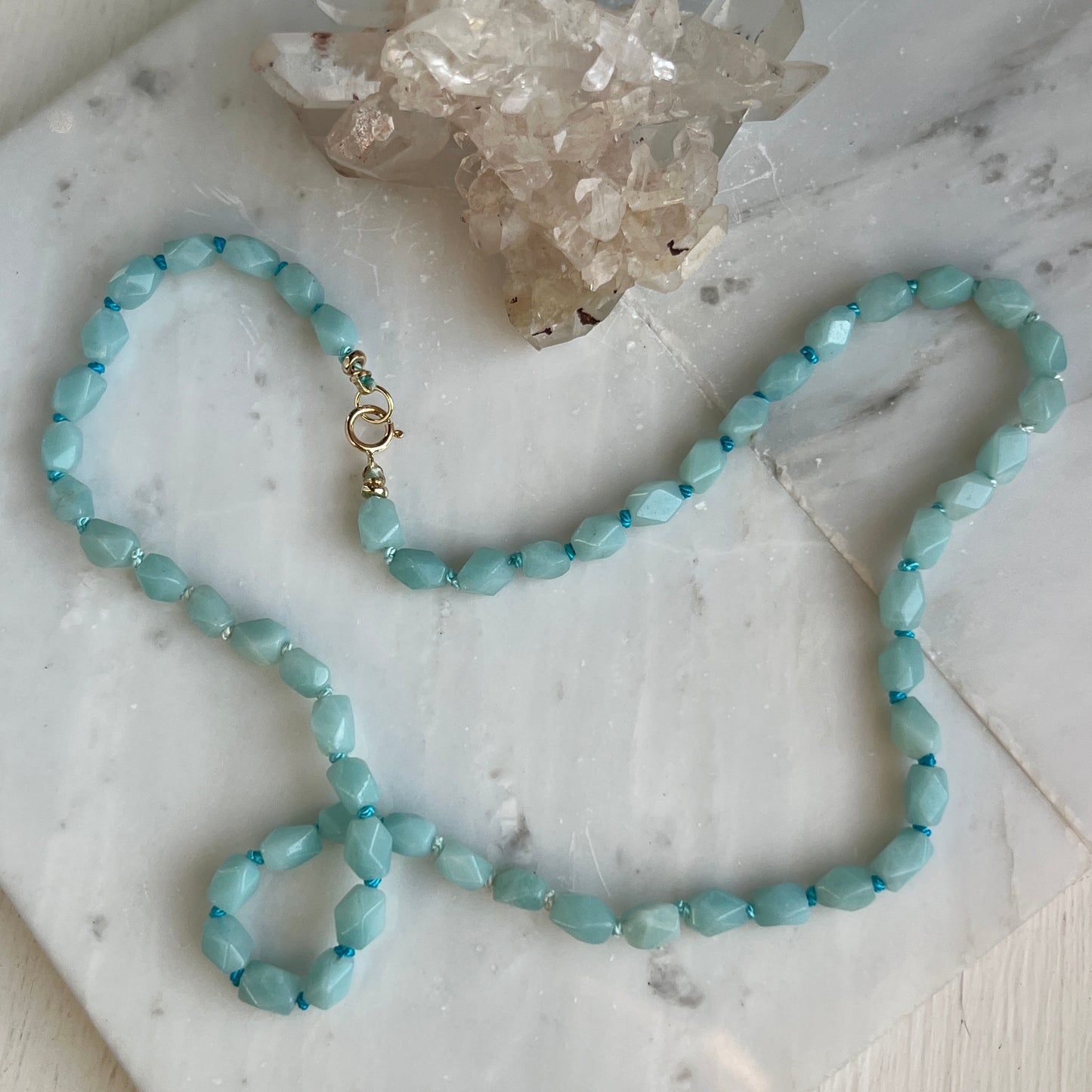 16” Amazonite Silk-Knotted Gemstone Necklace