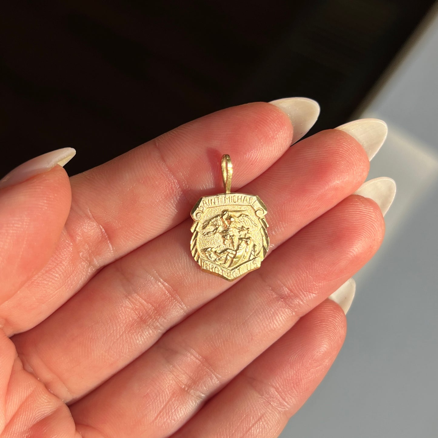 Vintage 14k Yellow Gold Saint Michael Charm