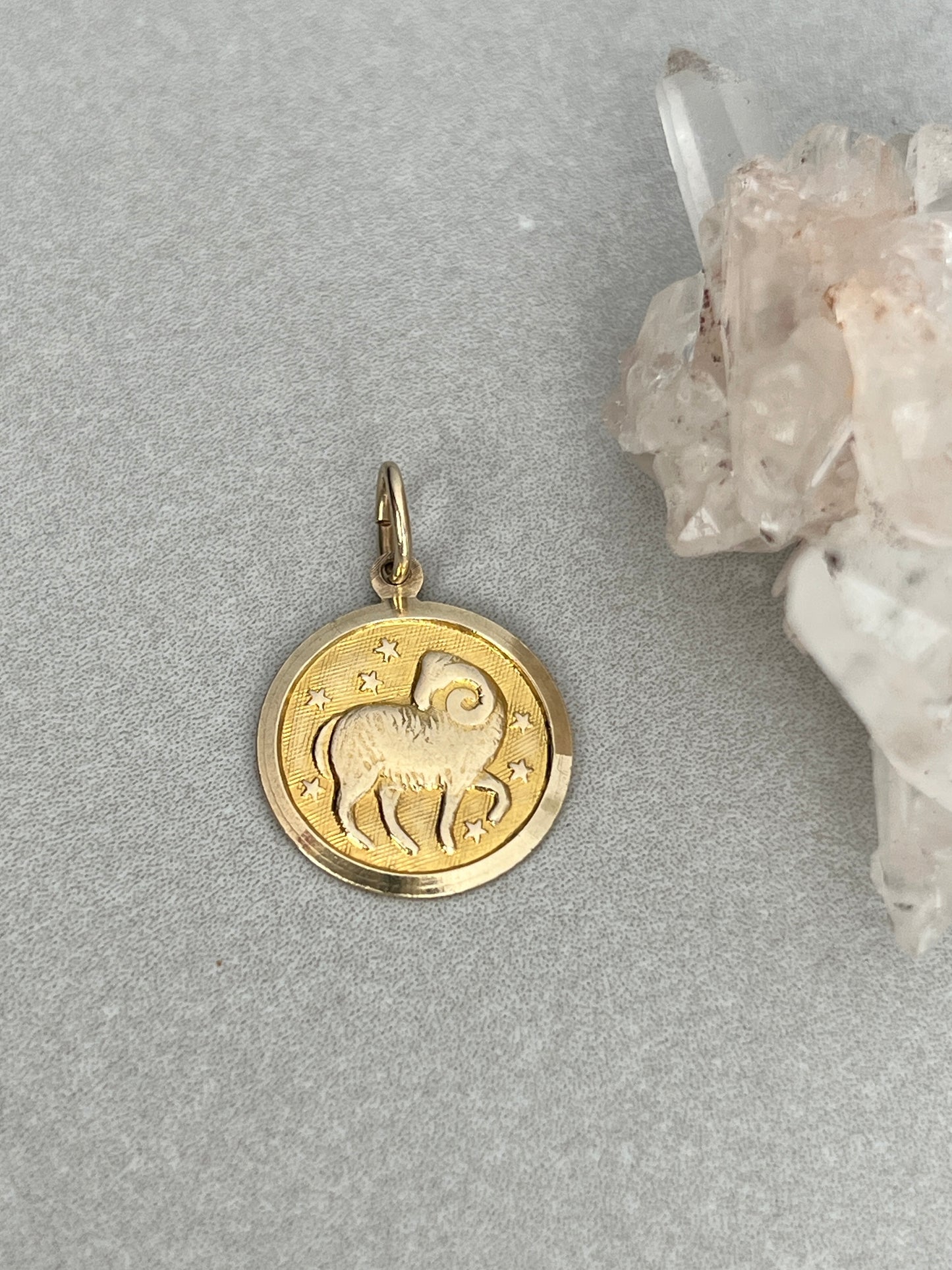 Vintage 14k Gold Aries Zodiac Medallion Charm