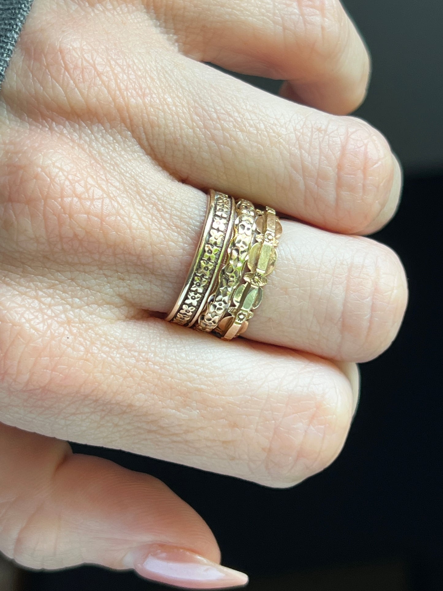 Antique 14k Gold Pansy Eternity Band