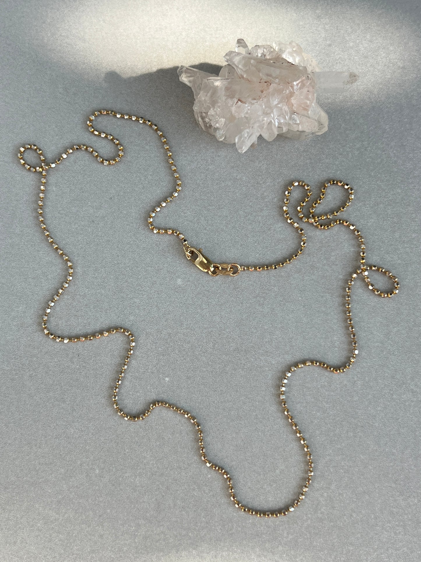 Vintage 14k Gold 20” Two-Tone Faceted Beaded Ball Link Chain