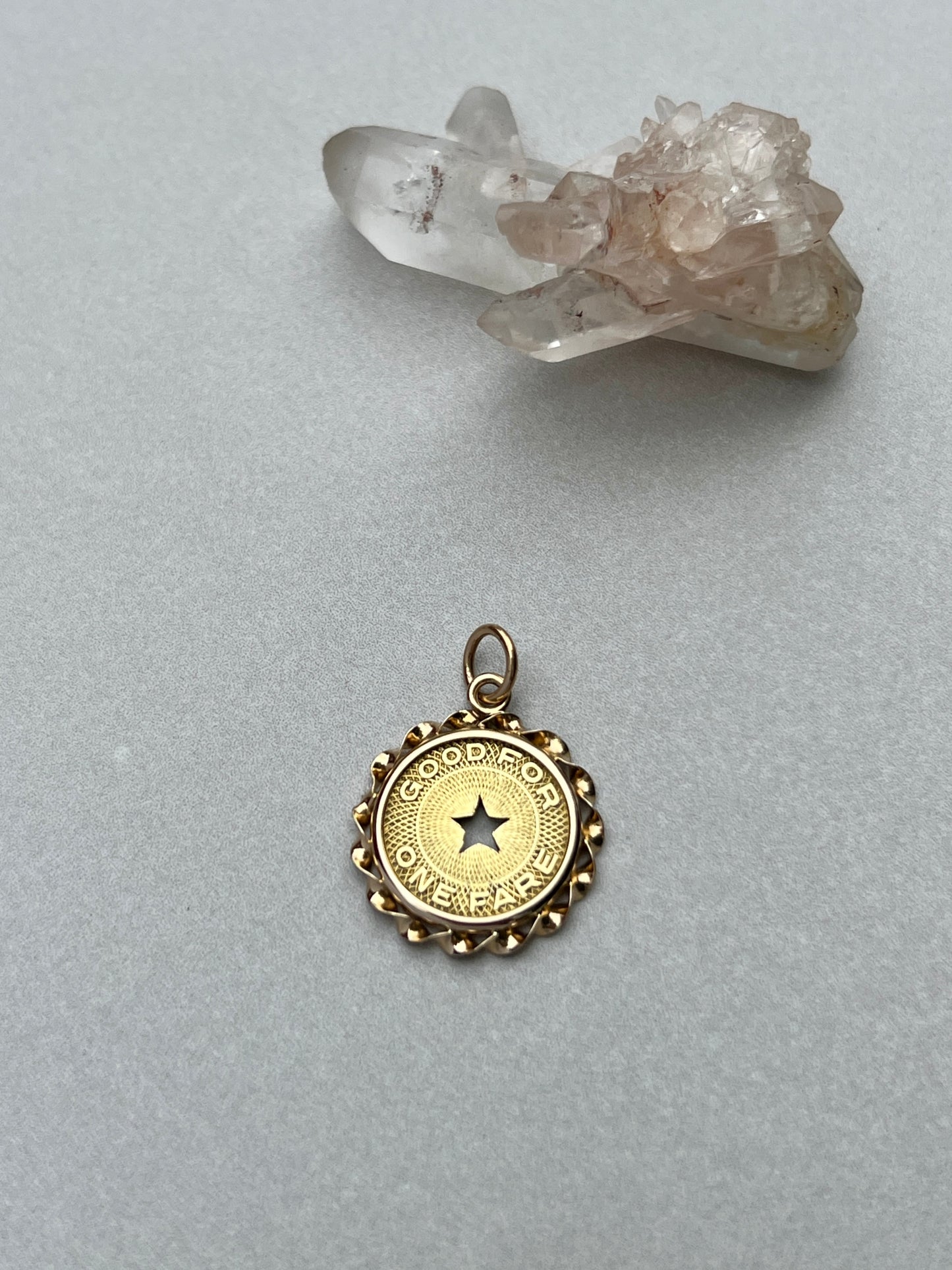 Vintage Brass ‘Rose City’ Transit Token in 14k Gold Coin Frame
