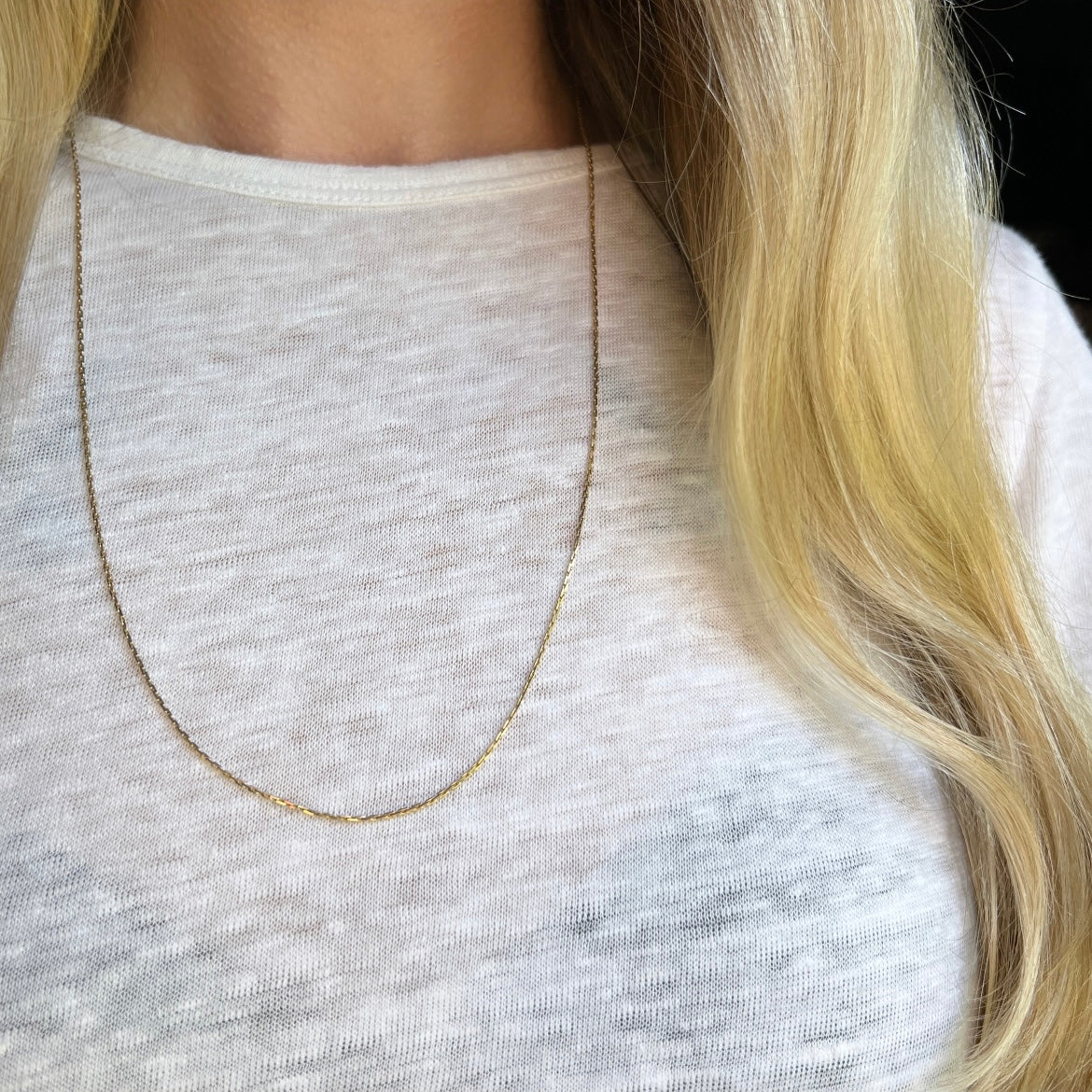 Vintage 14k Gold 24” Baby Biker Link Chain