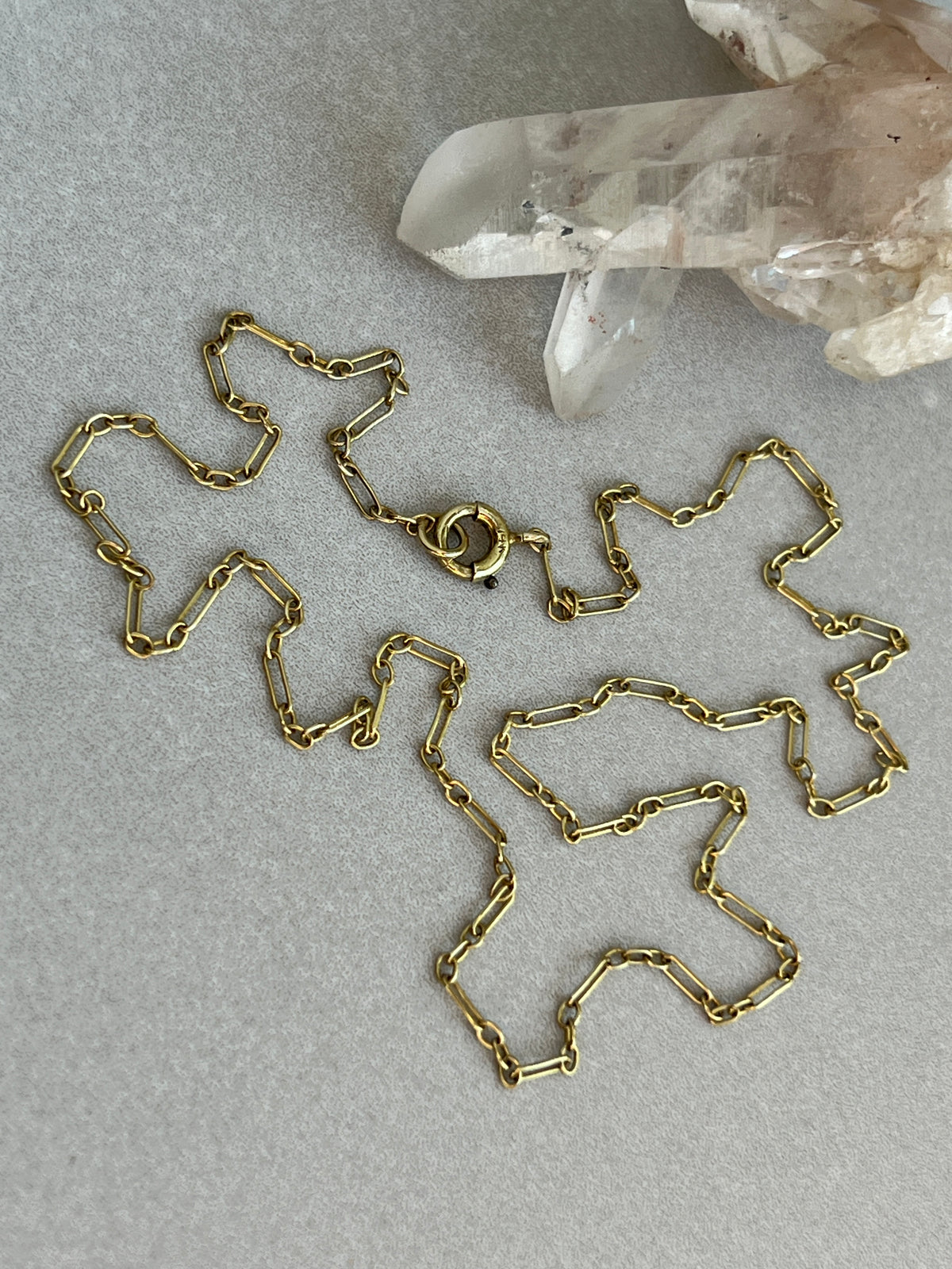 Vintage 14k Gold 15” Baby Trombone Link Chain
