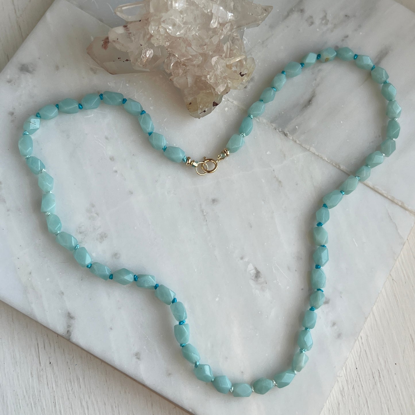 16” Amazonite Silk-Knotted Gemstone Necklace