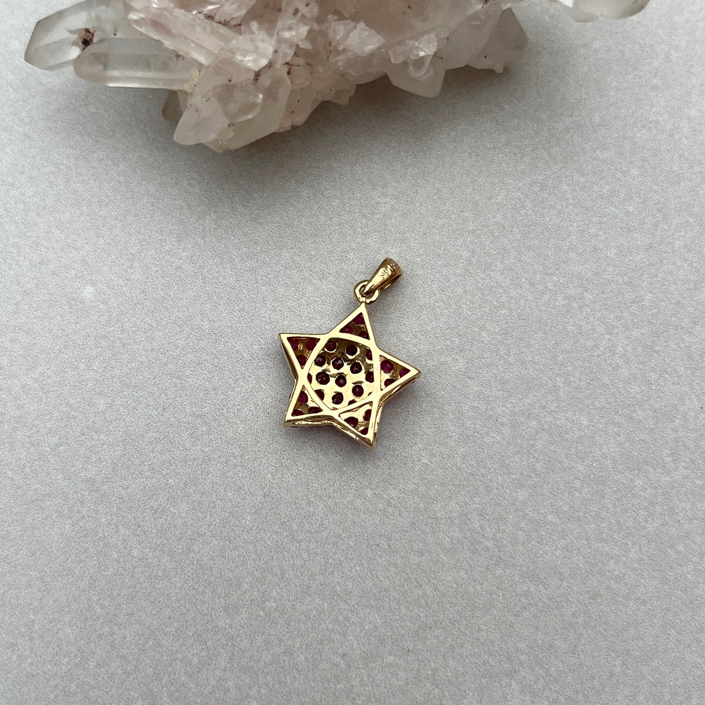 Vintage 14k Gold + Ruby Star Charm