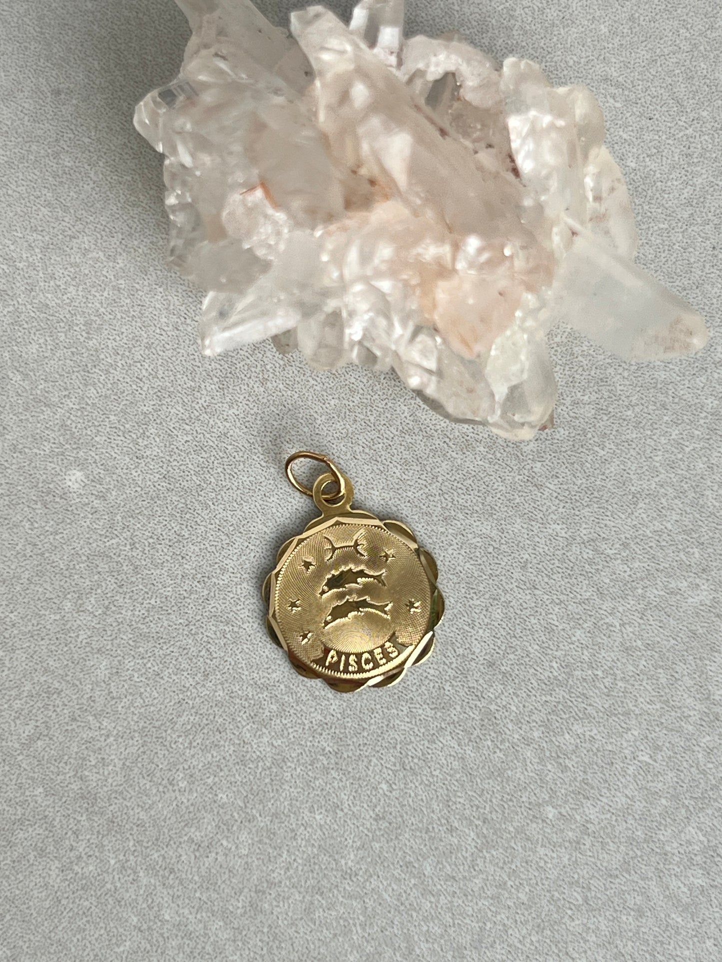 Vintage 14k Gold XS Pisces Zodiac Coin Charm