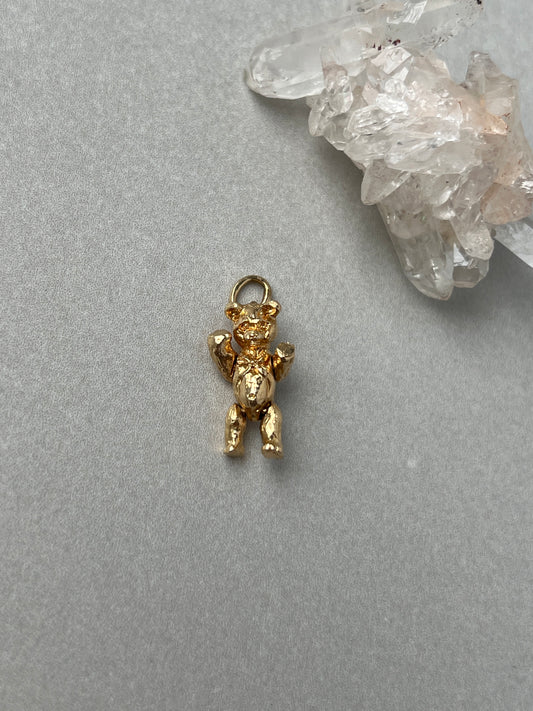 Vintage 14k Gold Articulated Teddy Bear Charm