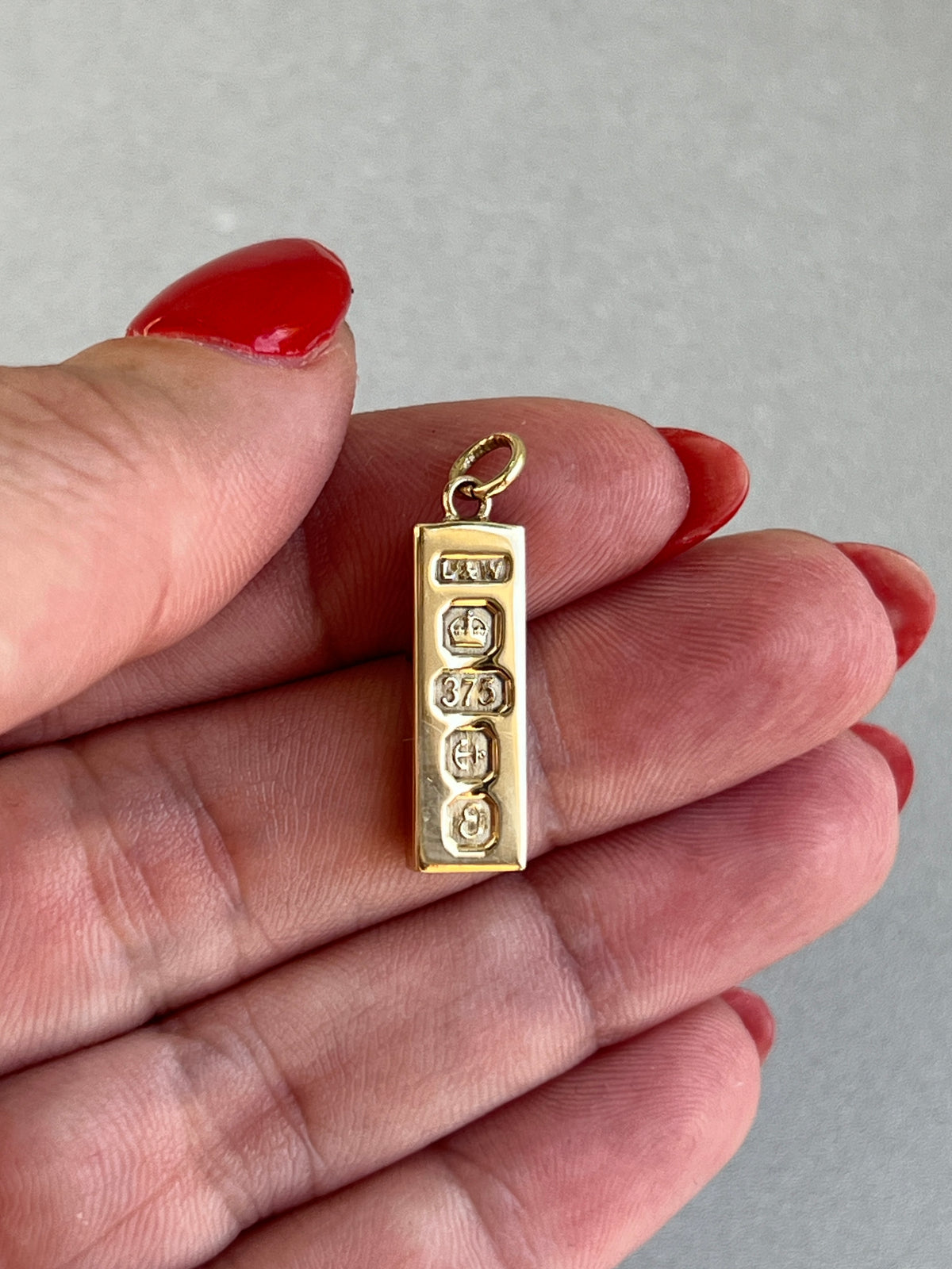 Vintage 9k Gold Ingot Bar Charm