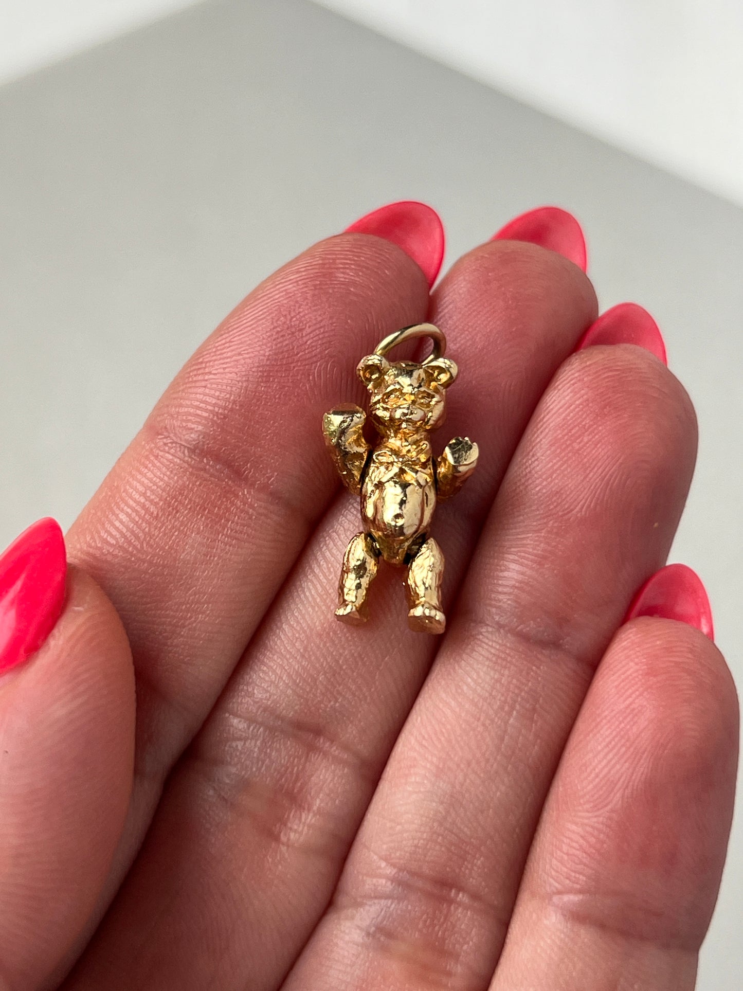 Vintage 14k Gold Articulated Teddy Bear Charm